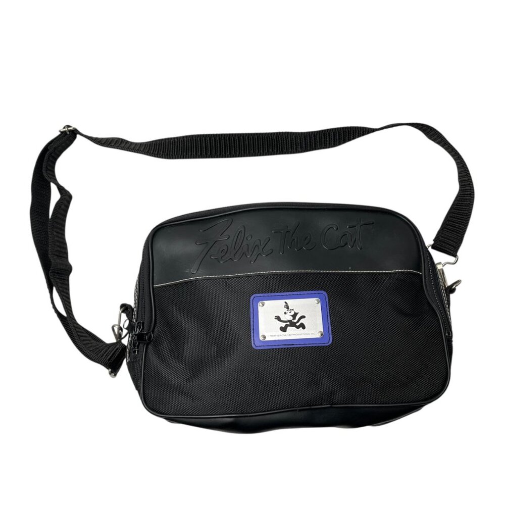 Vintage 1989 Felix The Cat Black Crossbody Carry On Travel Bag Messenger Bag
